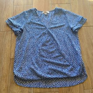Michael Kors blue and white patterned Blouse Top great condition